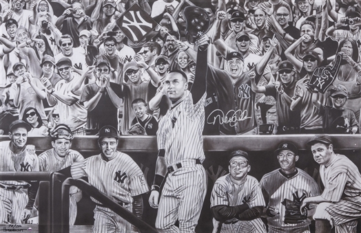 Derek Jeter Autographed 29x44 Yankees Legends Canvas Hobrecht LE 73/150 (Steiner) 